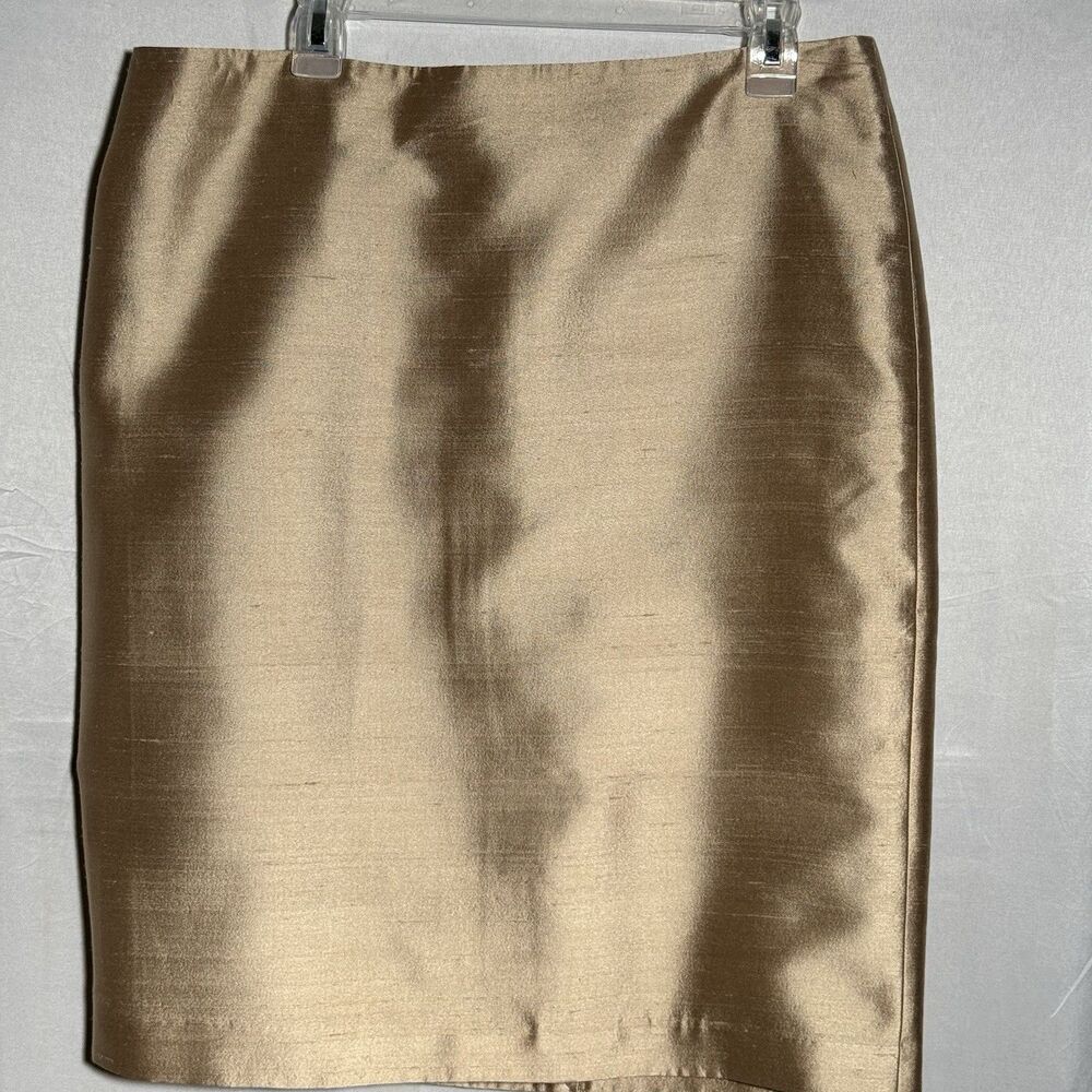 NWT Talbots Silk Wool Pencil Skirt 14 Champagne Gold Lined Career Elegant